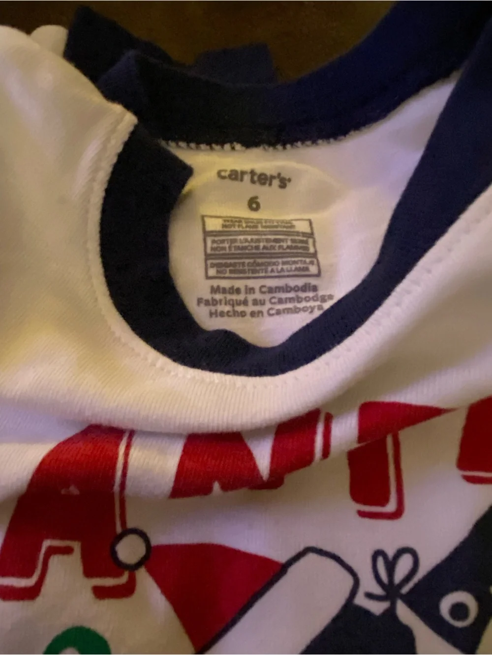 Carter's Navy & White 'Santa Jaws' Holiday Pajama Set, Size 6!